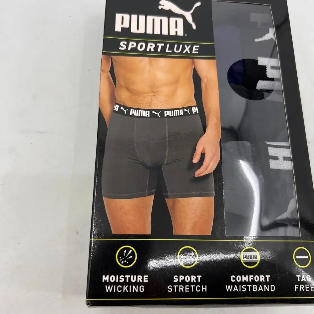 Puma Boxers Briefs Mens M Medium 5 Pack Performance Sport Luxe Moisture Wicking